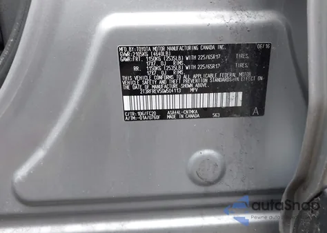 2016 Toyota Rav4 Xle z USA, uszkodzony, nr VIN 2T3RFREV5GW504113